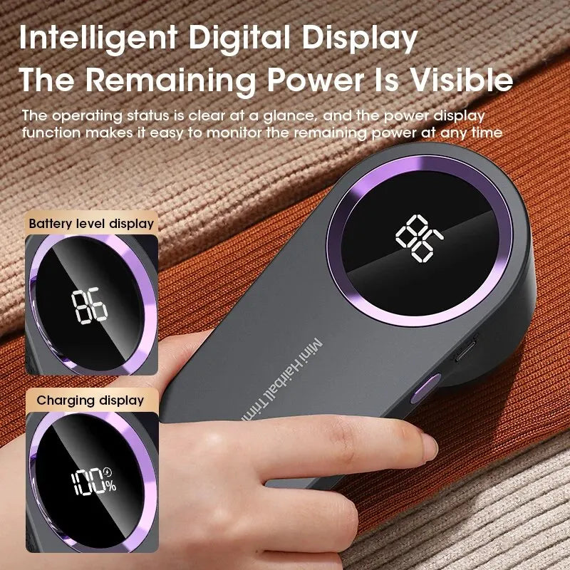 USB Rechargeable Fabric Shaver with LED Display – Safe & Powerful