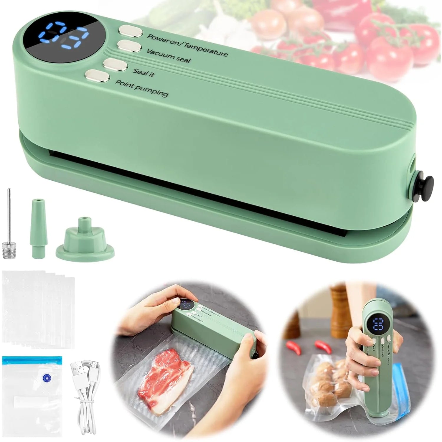Portable USB Rechargeable Mini Vacuum Sealer with Bags