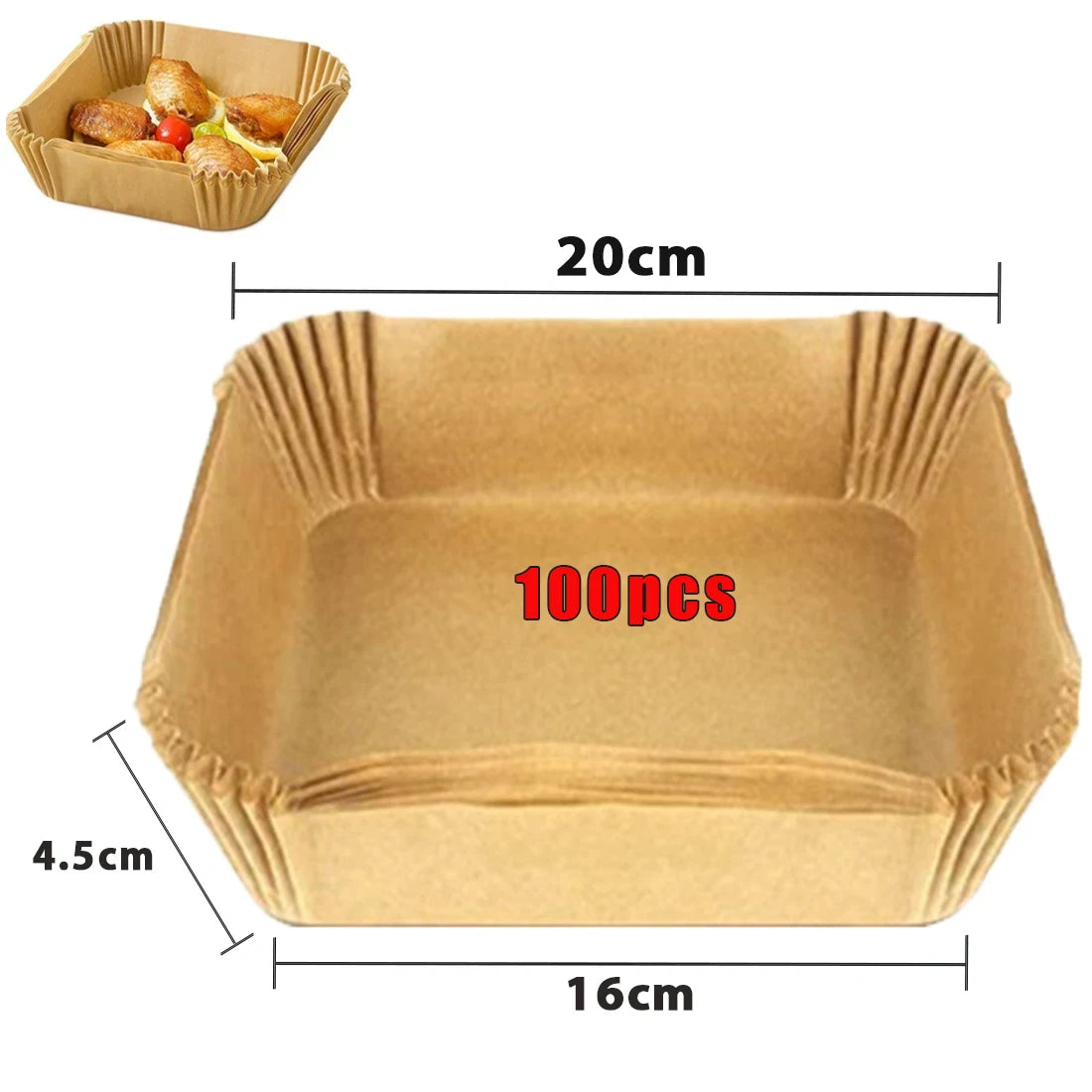 Non-Stick Air Fryer Paper Liners – 50/100 Pack