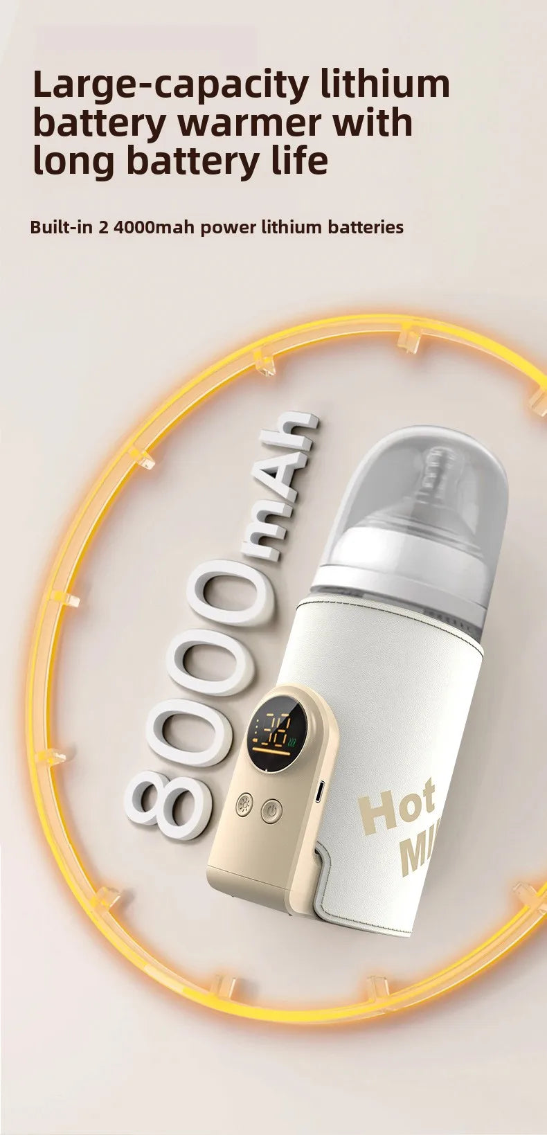 SmartWarm Rechargeable USB Baby Bottle Warmer – Adjustable Temperature Display