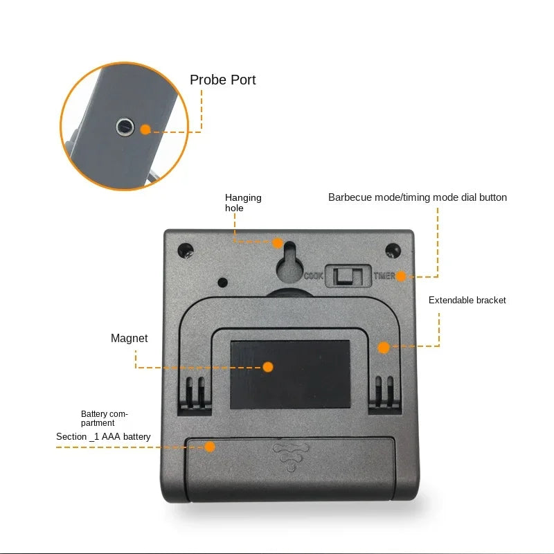 Smart Wireless BBQ Oven Thermometer Probe Timer