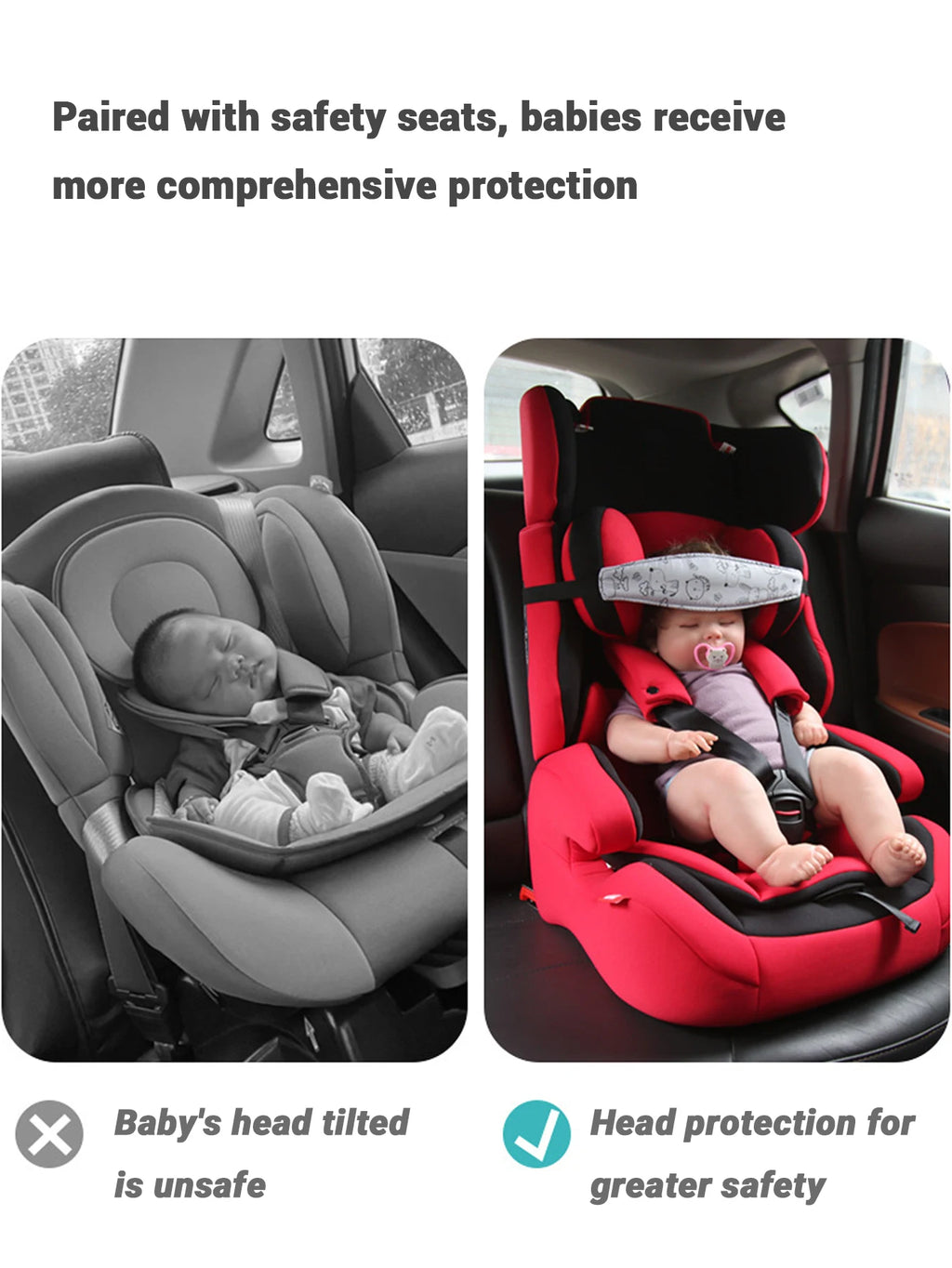 Adjustable Baby Car Seat Head Support Pillow