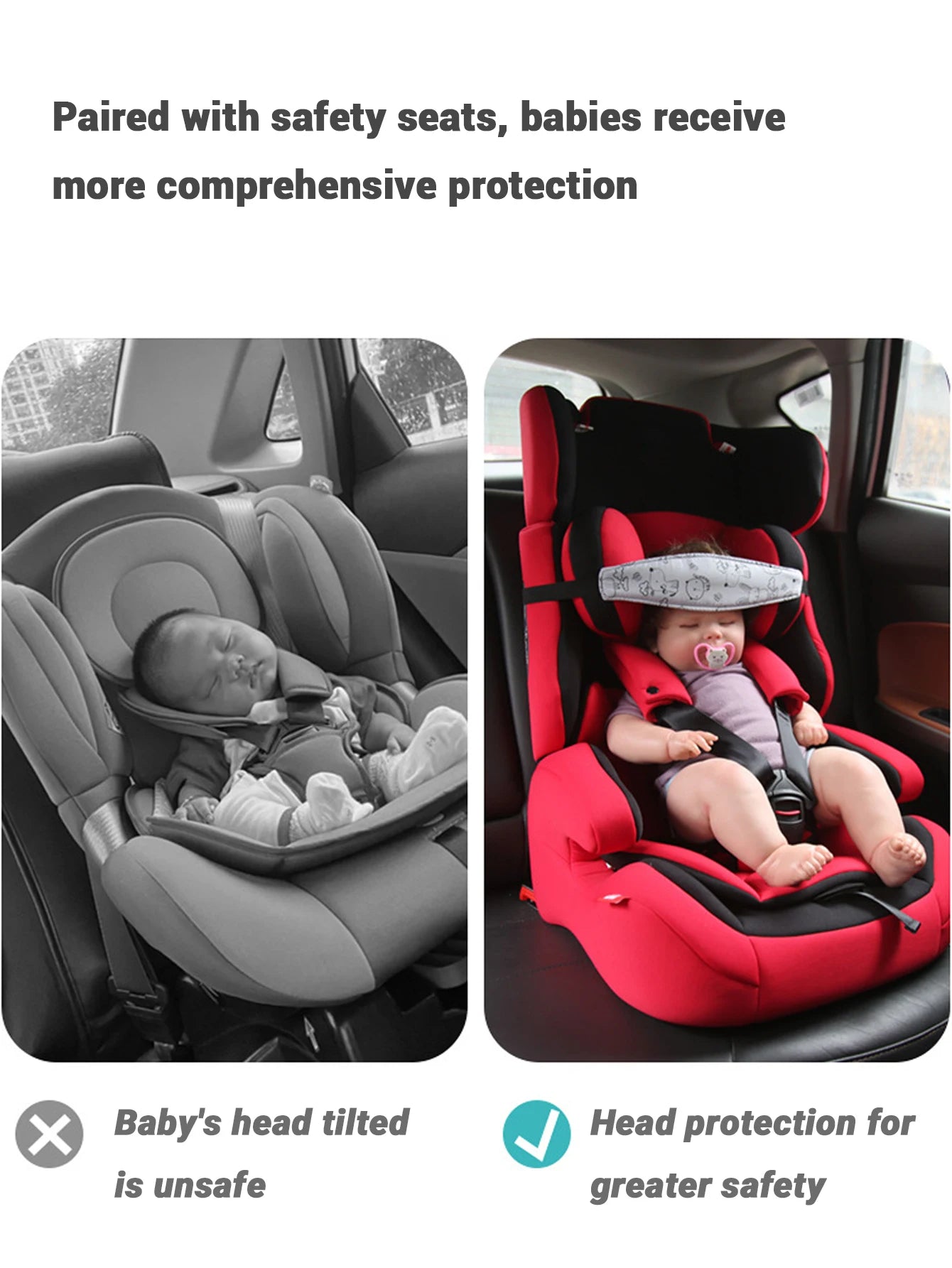 Adjustable Baby Car Seat Head Support Pillow