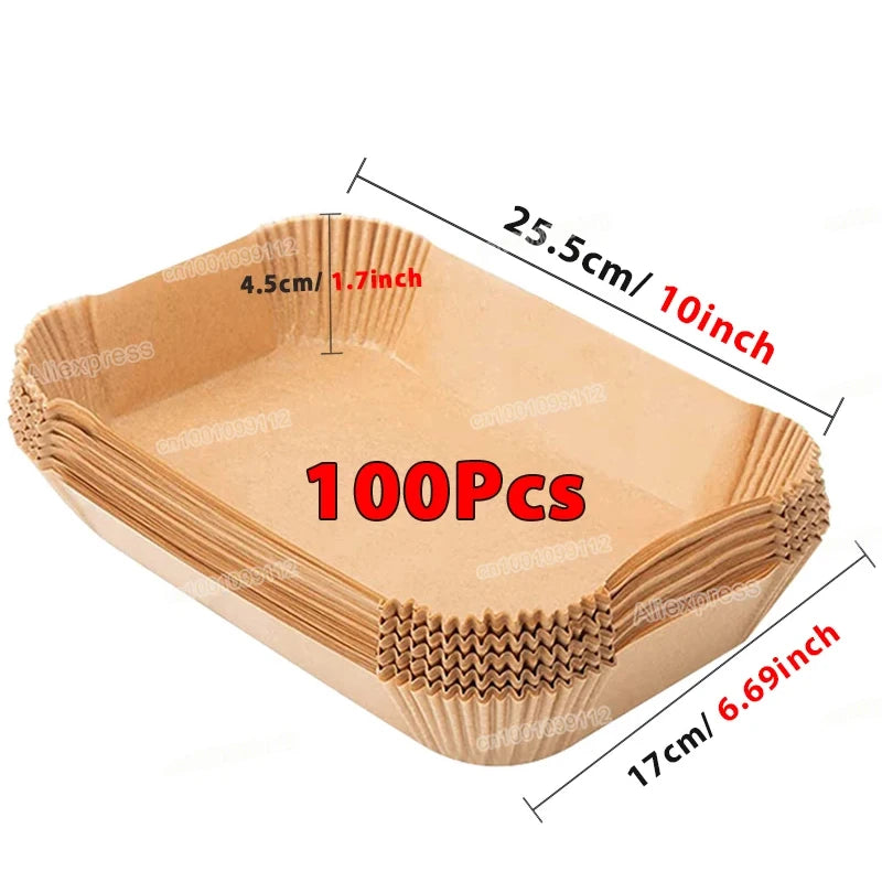 Non-Stick Air Fryer Paper Liners – 50/100 Pack