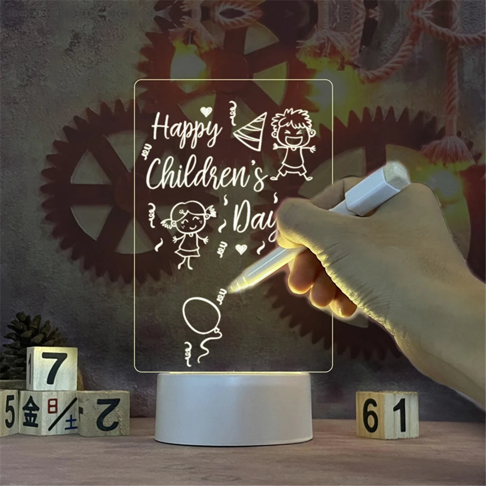 LED Message Board Acrylic Night Light USB
