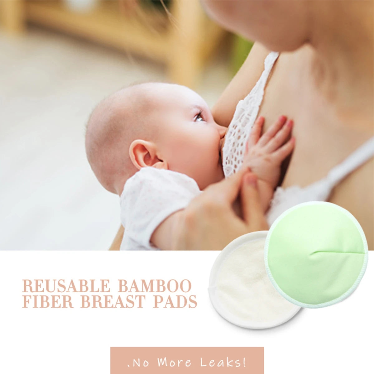 Organic Reusable Bamboo Nursing Pads, Washable Breastfeeding Essentials