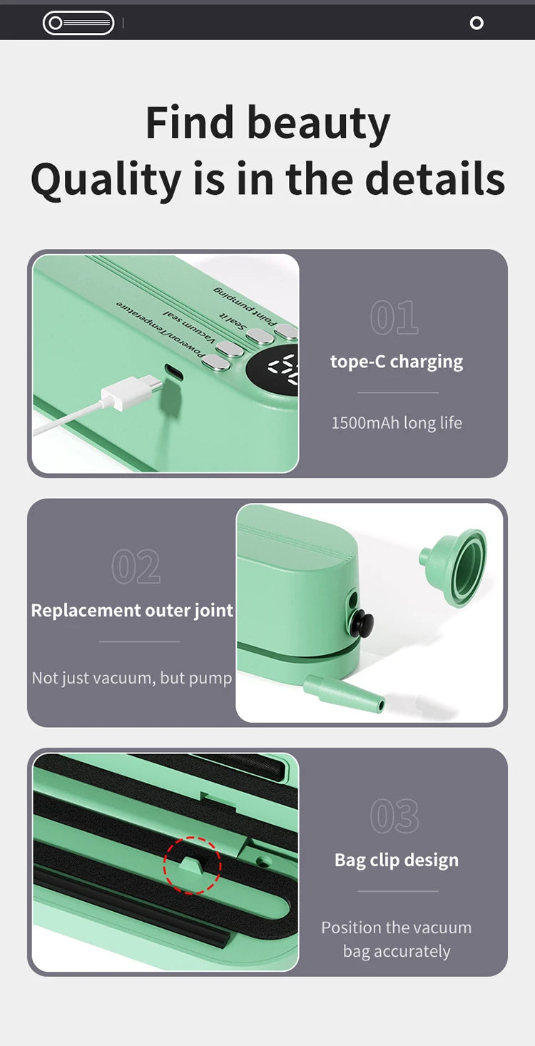 Portable USB Rechargeable Mini Vacuum Sealer with Bags