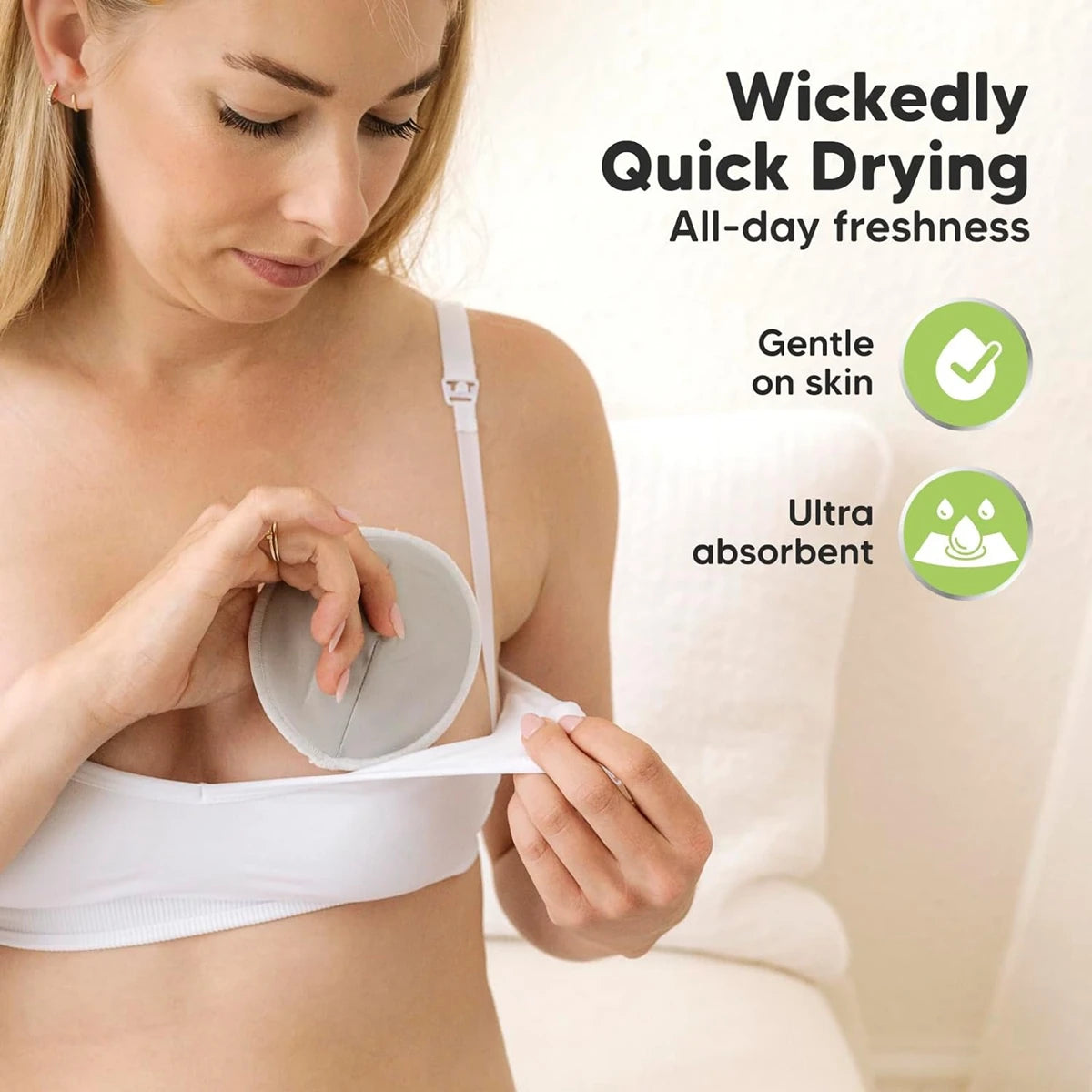 Organic Reusable Bamboo Nursing Pads, Washable Breastfeeding Essentials