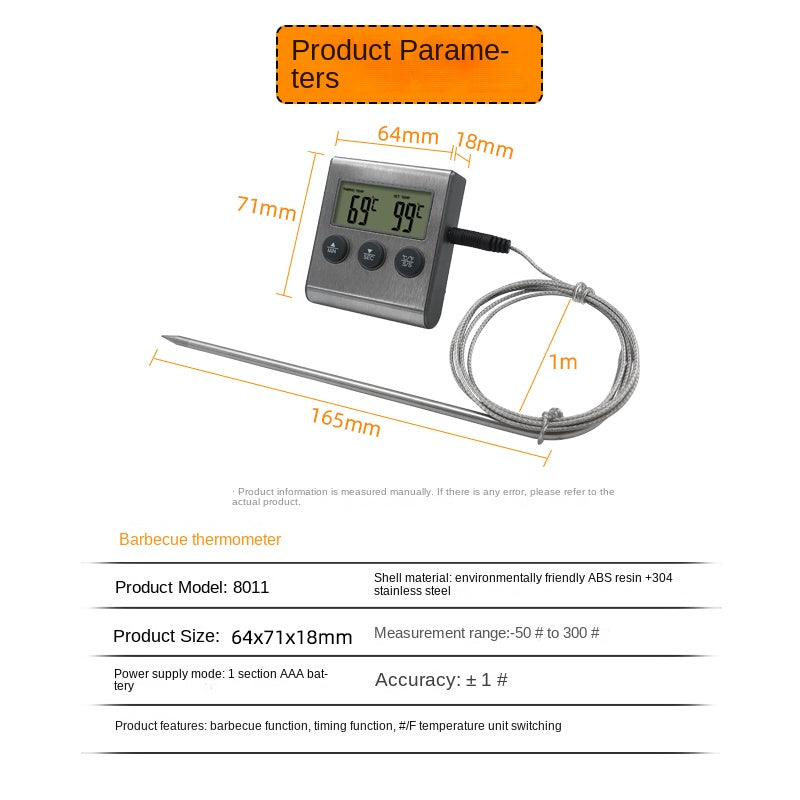 Smart Wireless BBQ Oven Thermometer Probe Timer