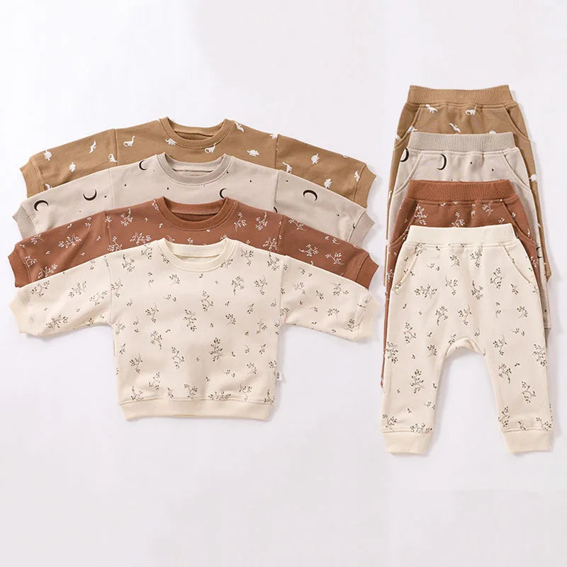 Baby’ Autumn Cotton Knit Set – Cozy Pullover & Pants