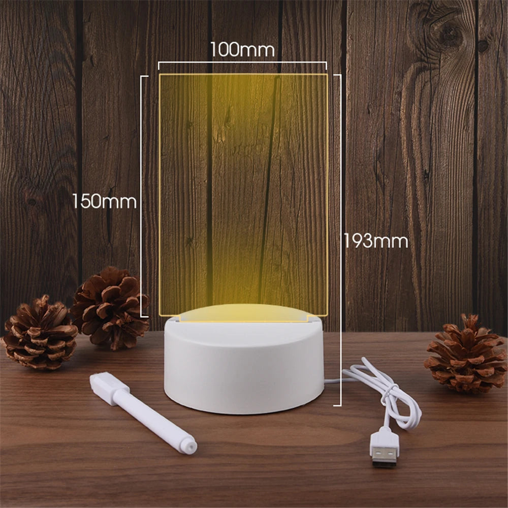 LED Message Board Acrylic Night Light USB