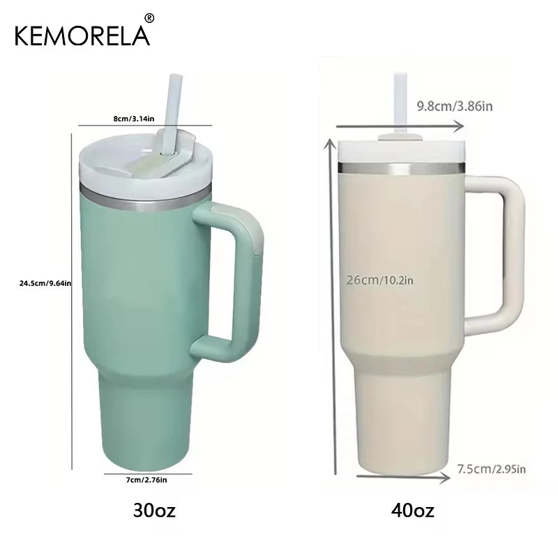 Fantastic 30/40oz Stainless Steel Tumbler with Handle, Lid & Straw