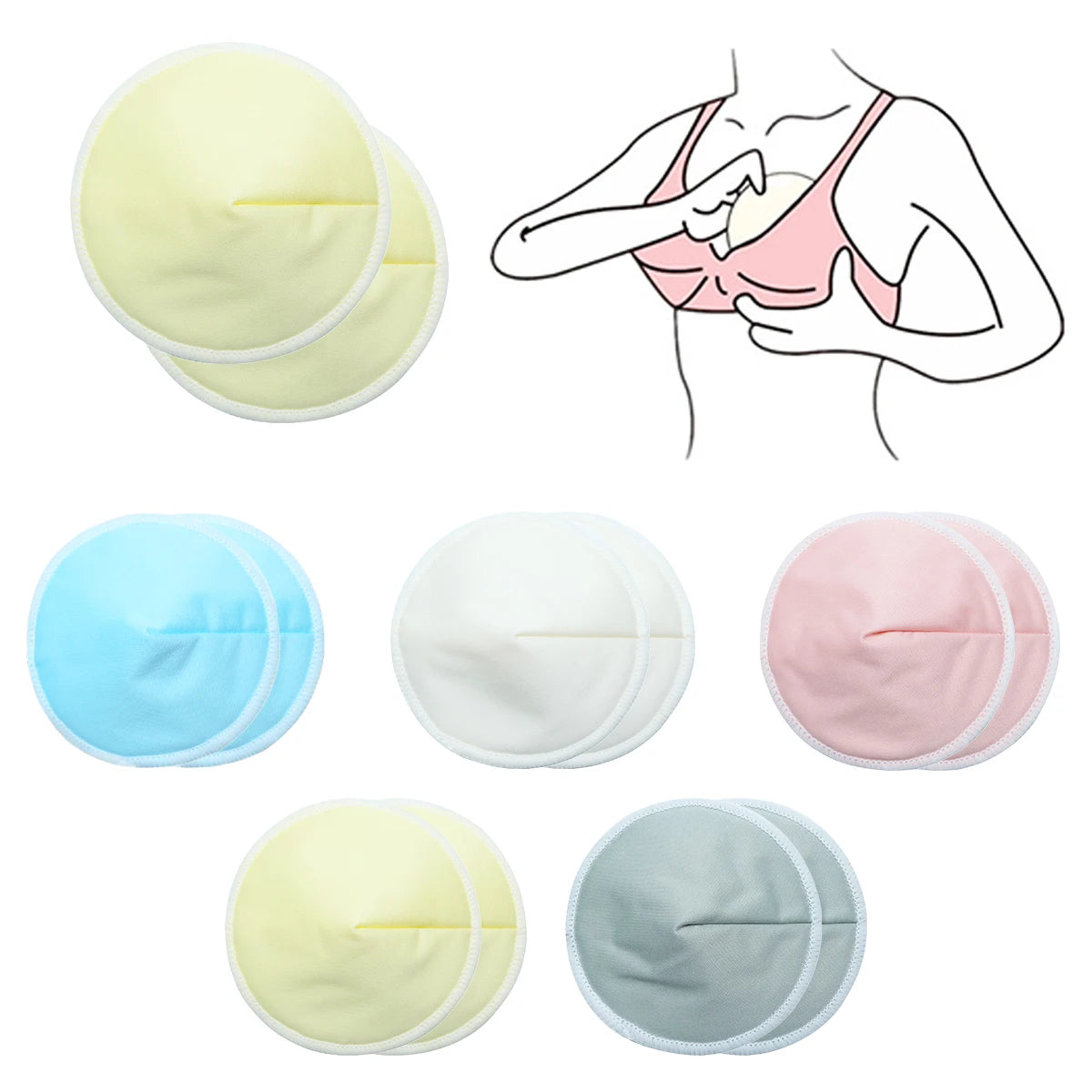 Organic Reusable Bamboo Nursing Pads, Washable Breastfeeding Essentials