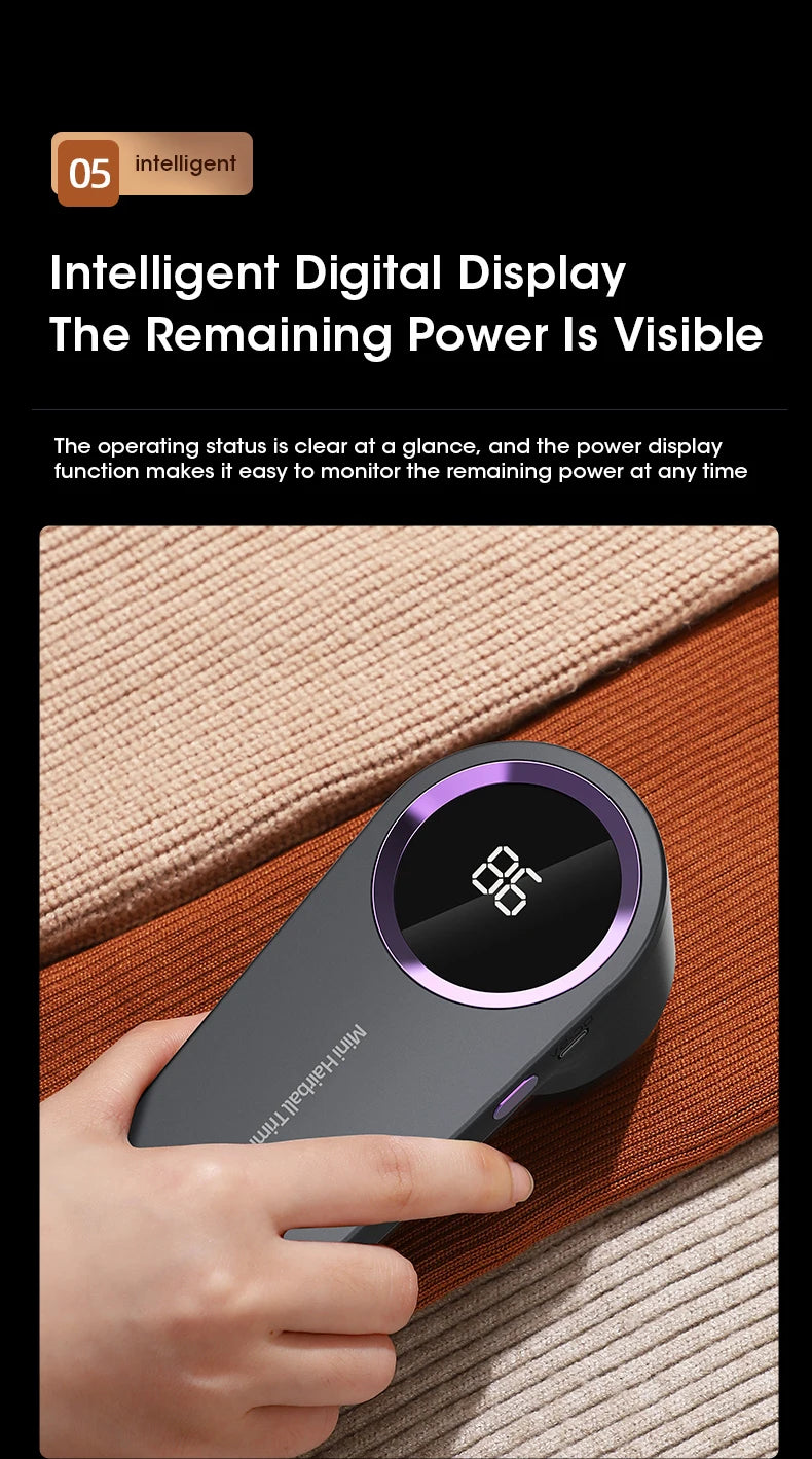 USB Rechargeable Fabric Shaver with LED Display – Safe & Powerful