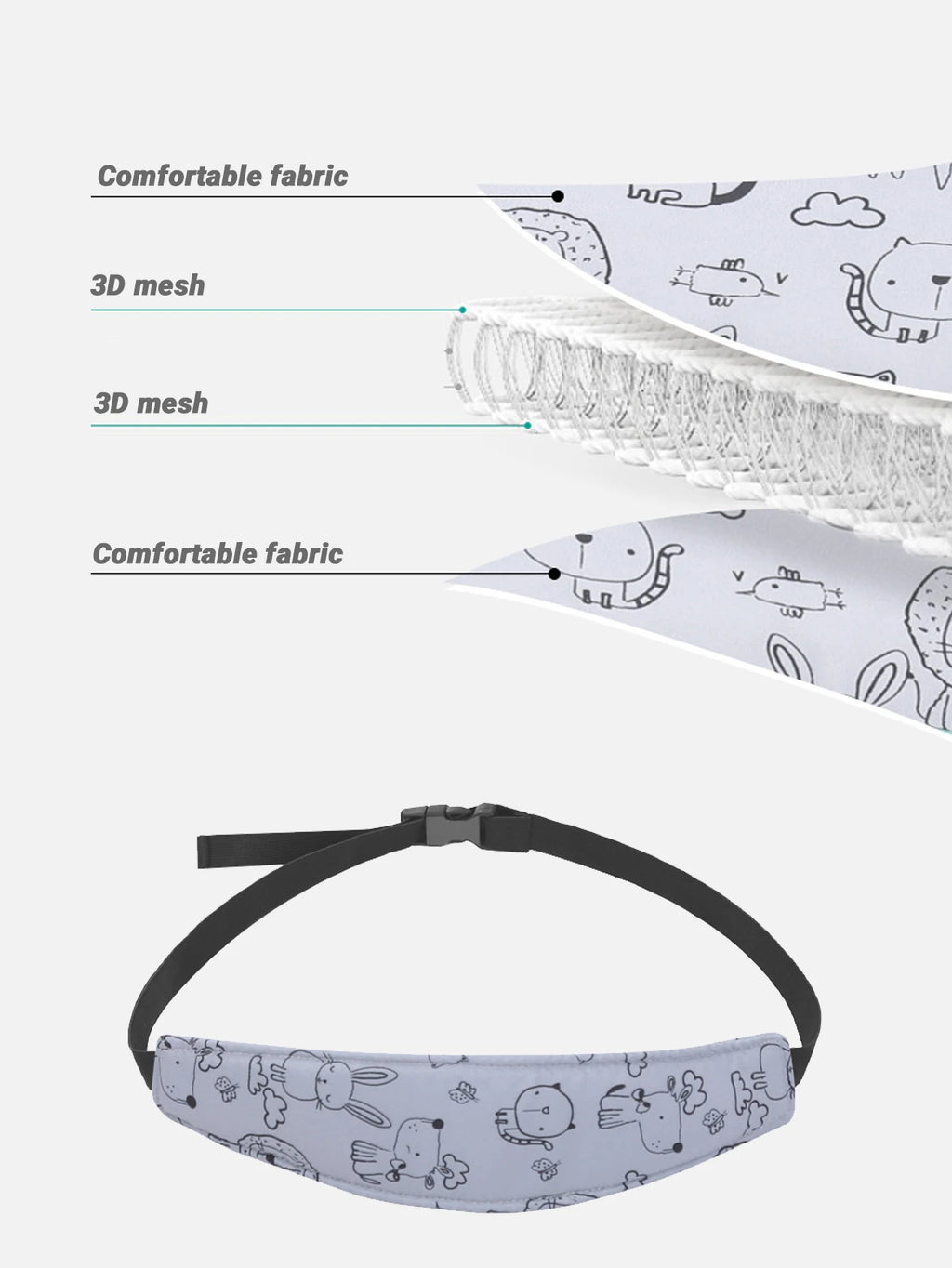 Adjustable Baby Car Seat Head Support Pillow