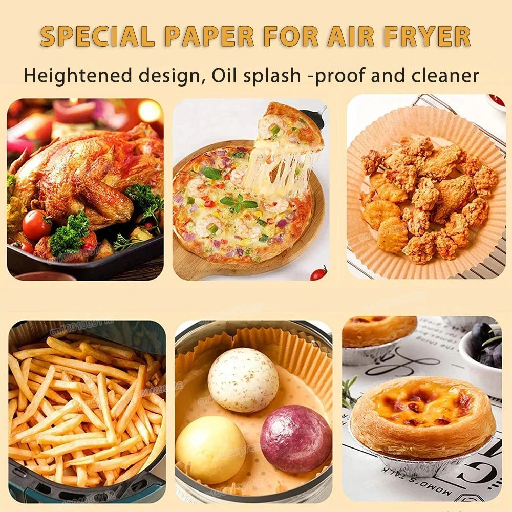 Non-Stick Air Fryer Paper Liners – 50/100 Pack