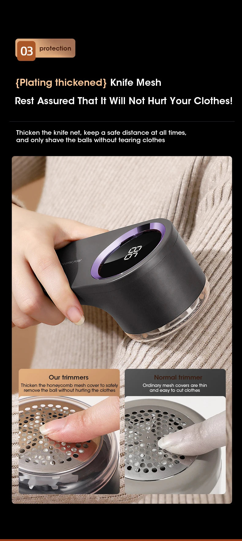 USB Rechargeable Fabric Shaver with LED Display – Safe & Powerful