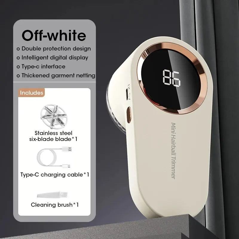 USB Rechargeable Fabric Shaver with LED Display – Safe & Powerful