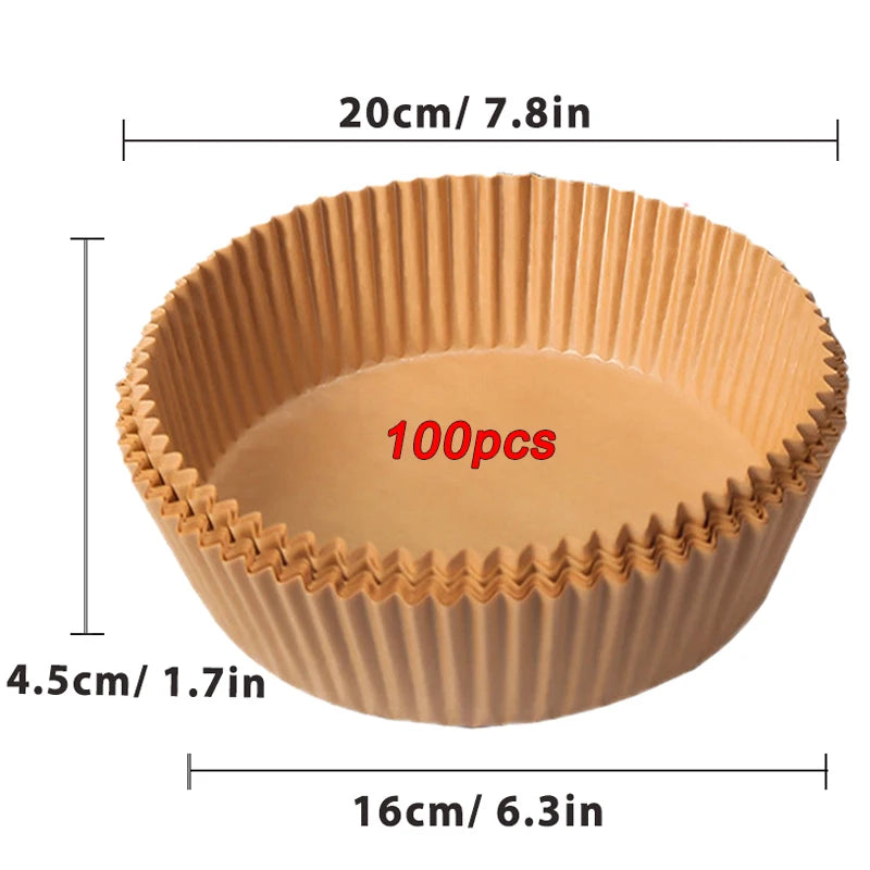 Non-Stick Air Fryer Paper Liners – 50/100 Pack