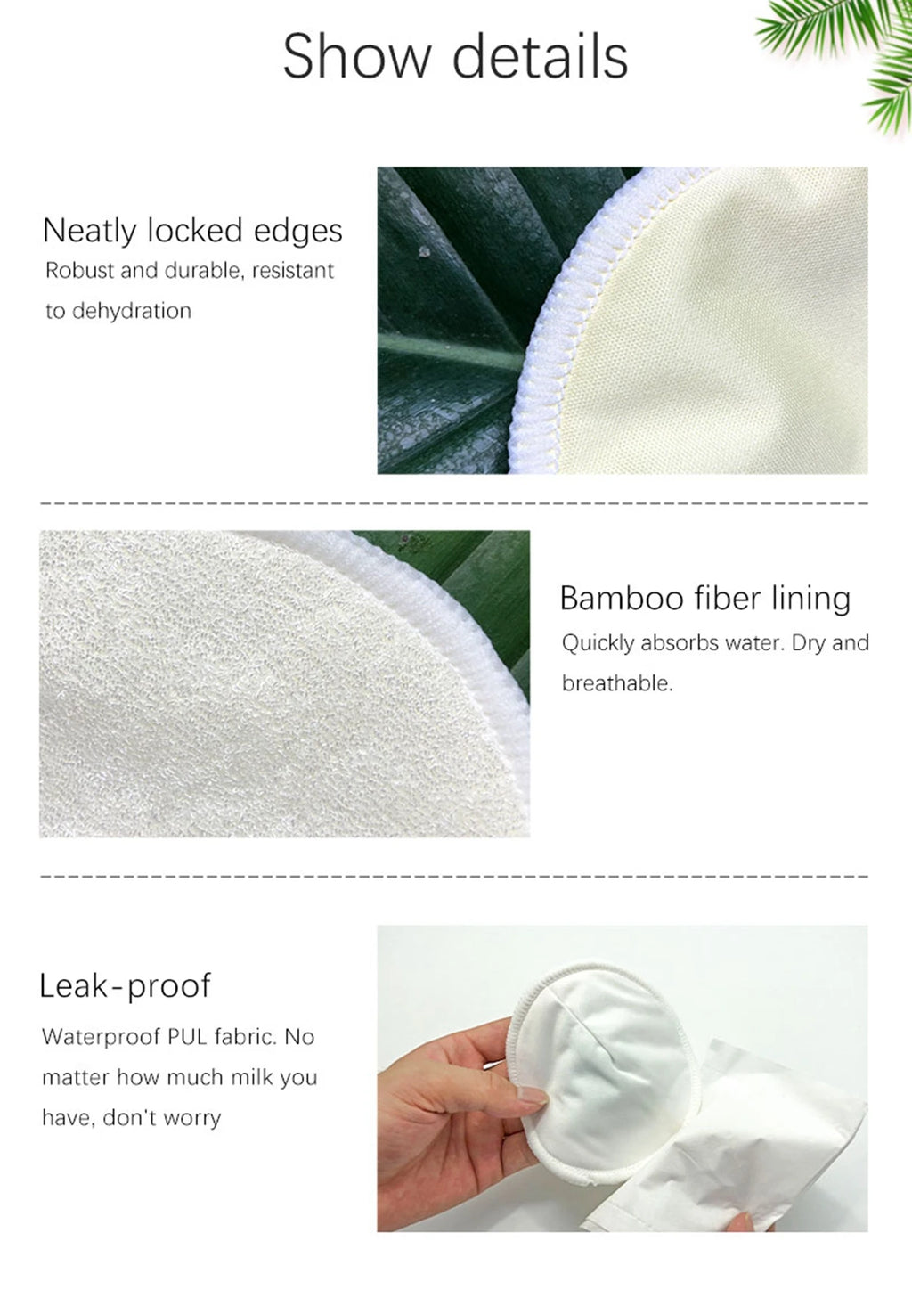 Organic Reusable Bamboo Nursing Pads, Washable Breastfeeding Essentials