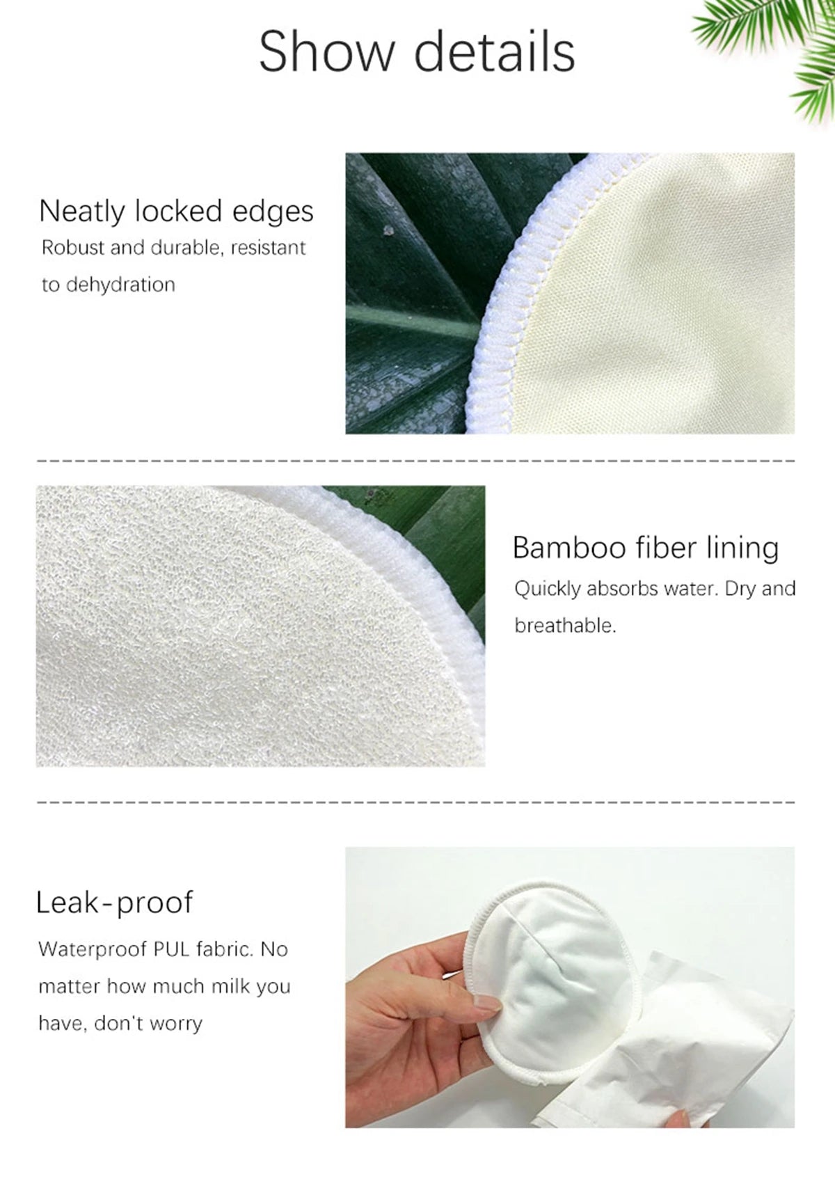 Organic Reusable Bamboo Nursing Pads, Washable Breastfeeding Essentials